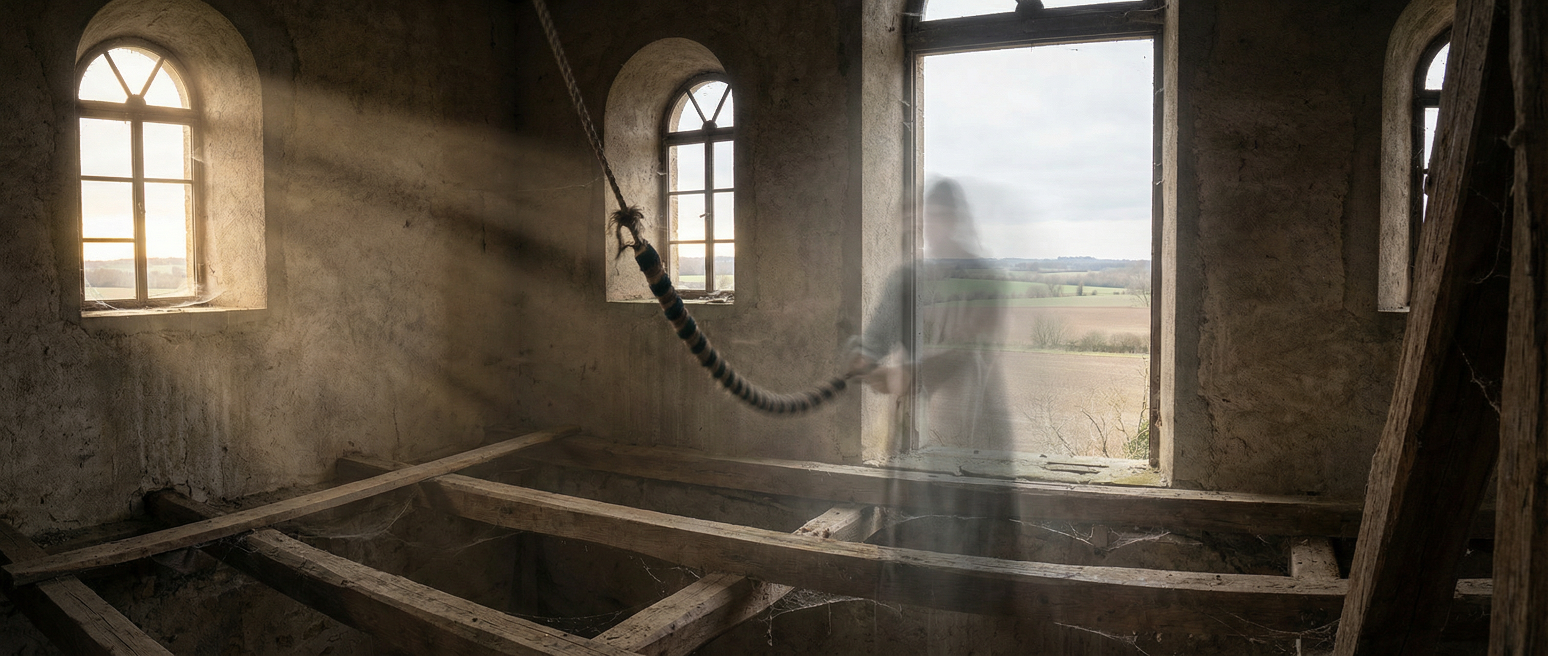 Bell rope in an empty tower