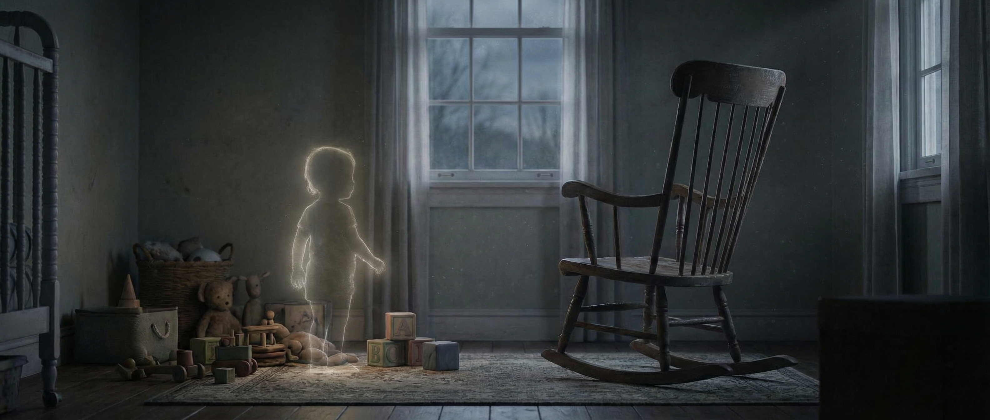 Empty rocking chair in a nursery