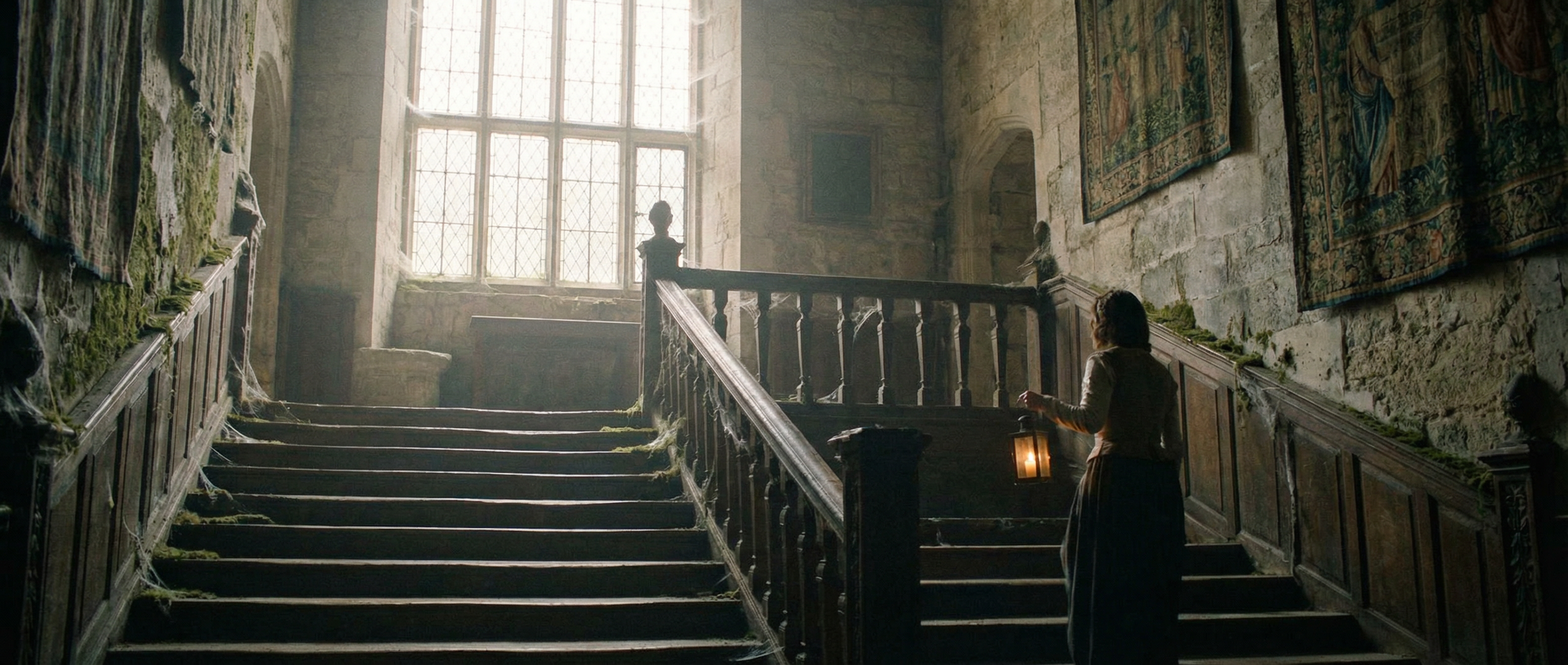 Old staircase with soft light from a window