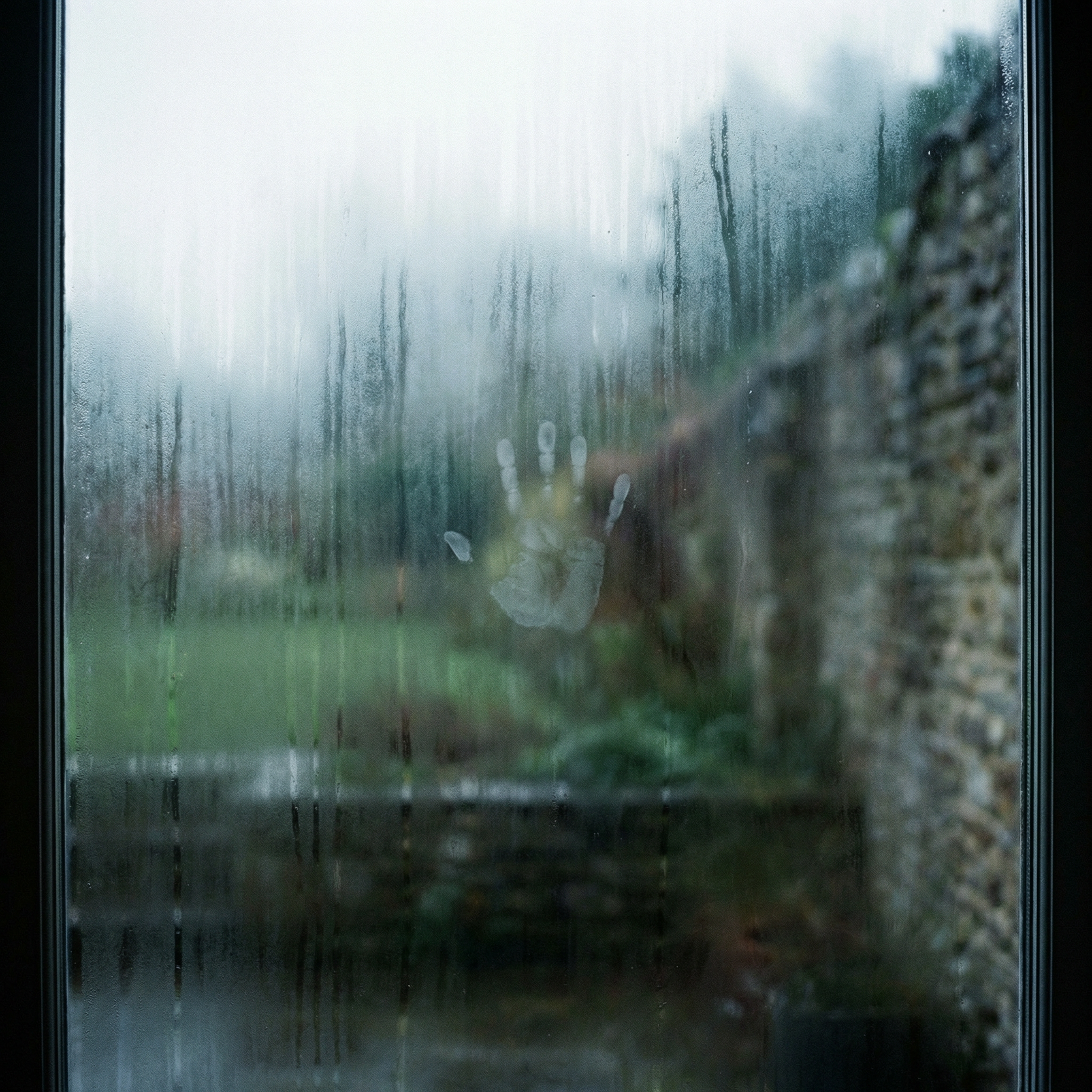 Small handprint on a window
